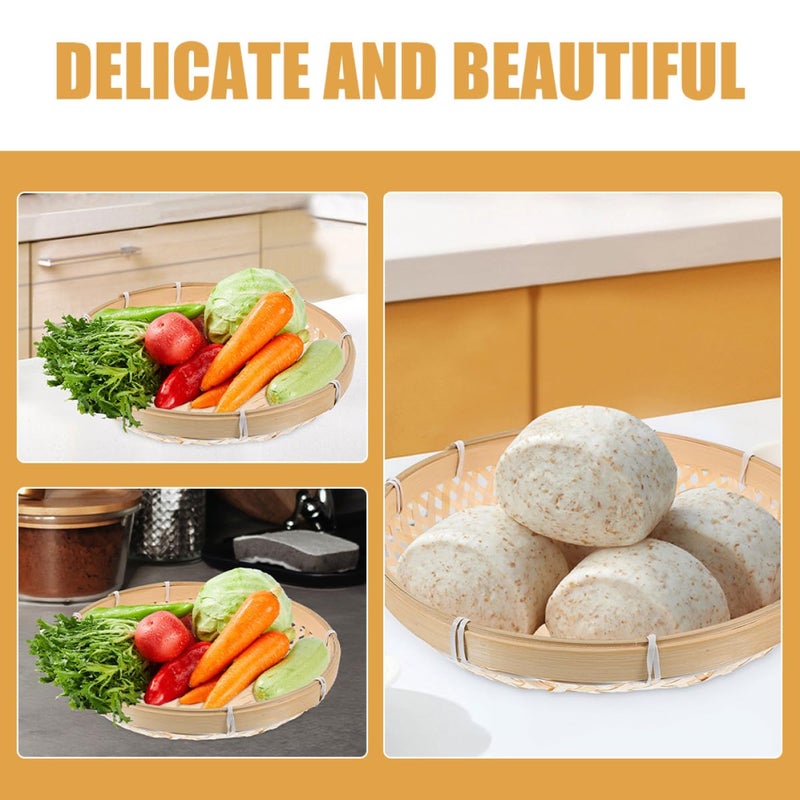Large Round Natural Woven Storage Basket For Kitchen Fruit And Vegetables - Image 4