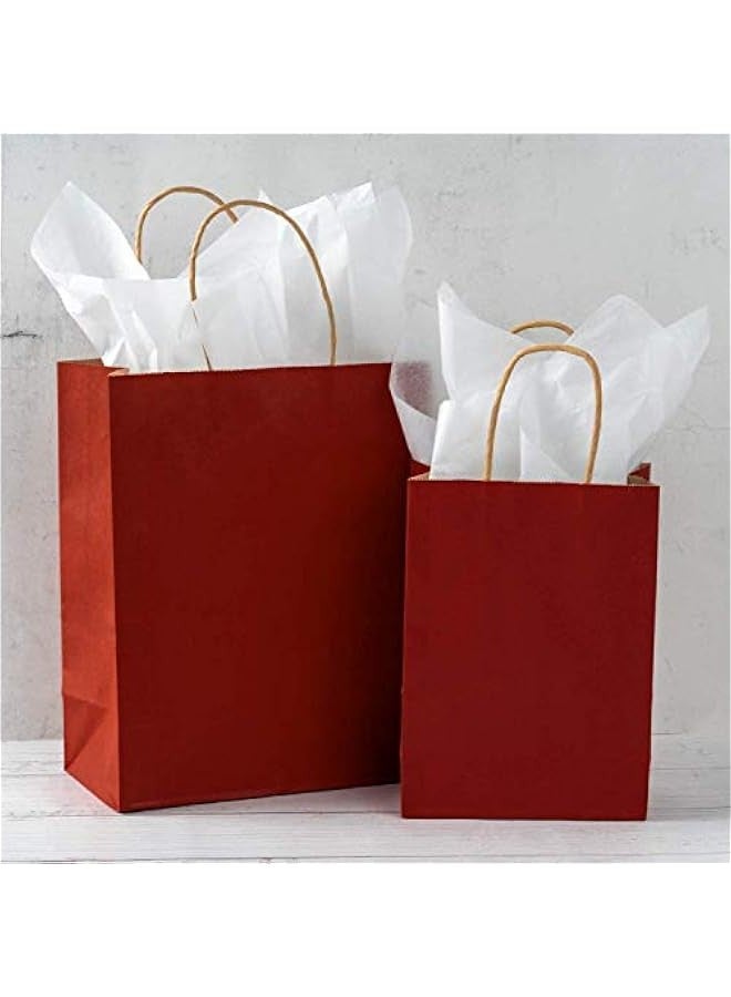 Kraft Paper Bags 50Pcs Paper Gift Bags with Handles Bulk Party Bags Paper Shopping Bags Kraft Bags Recyclable Paper Bag (Red, 5.9x3.1x8.2 inch) - Image 5