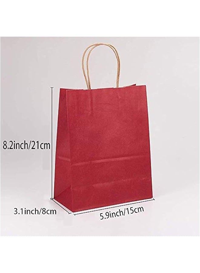 Kraft Paper Bags 50Pcs Paper Gift Bags with Handles Bulk Party Bags Paper Shopping Bags Kraft Bags Recyclable Paper Bag (Red, 5.9x3.1x8.2 inch) - Image 2