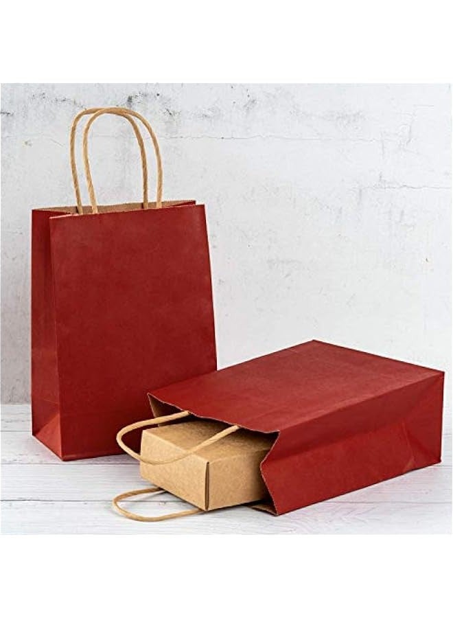 Kraft Paper Bags 50Pcs Paper Gift Bags with Handles Bulk Party Bags Paper Shopping Bags Kraft Bags Recyclable Paper Bag (Red, 5.9x3.1x8.2 inch) - Image 4