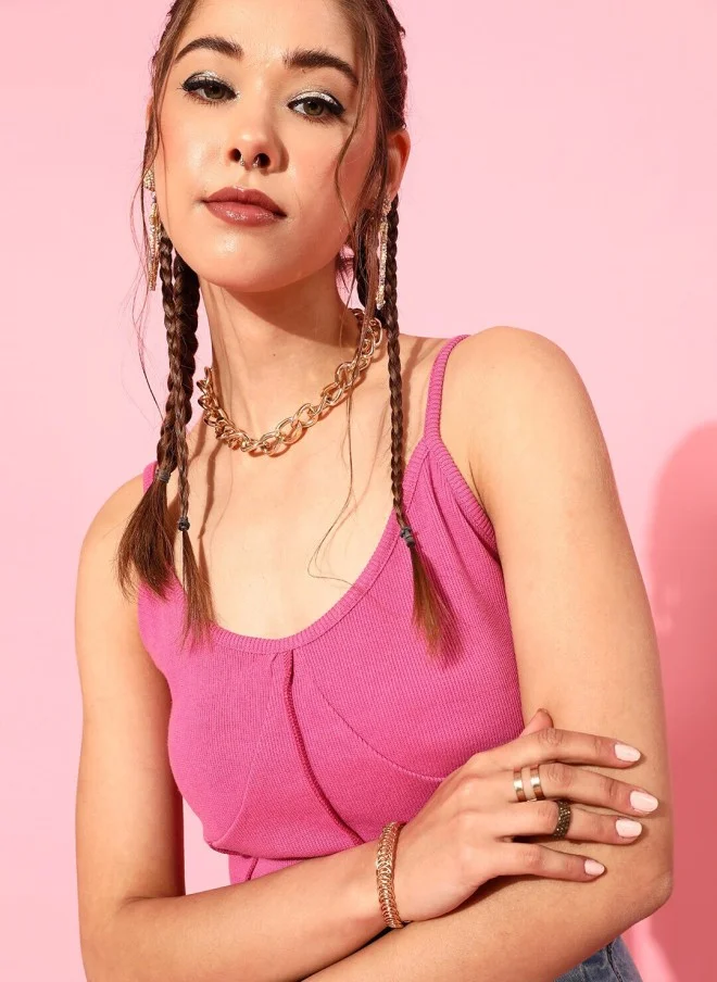 STREET 9 Corset Crop Top in Pink for Women