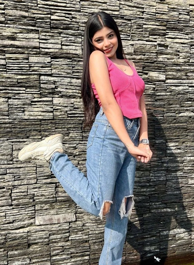 STREET 9 كورسيه قصير وردي للنساء