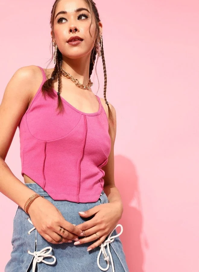 Corset Crop Top in Pink for Women