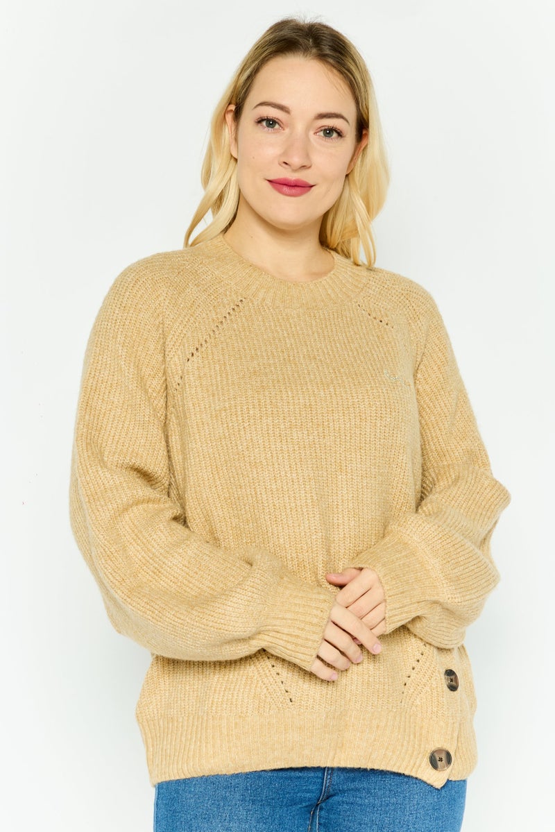 Pepe Jeans Women Knitted Long Sleeve Sweater, Beige - Image 1