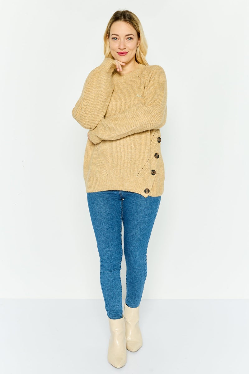 Pepe Jeans Women Knitted Long Sleeve Sweater, Beige - Image 4