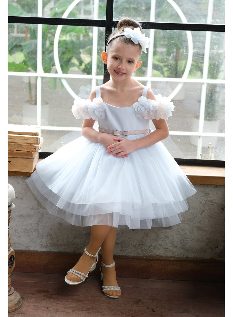 فيا بامبينو فستان بناتي الزهرة أزرق 3222 - Image 1