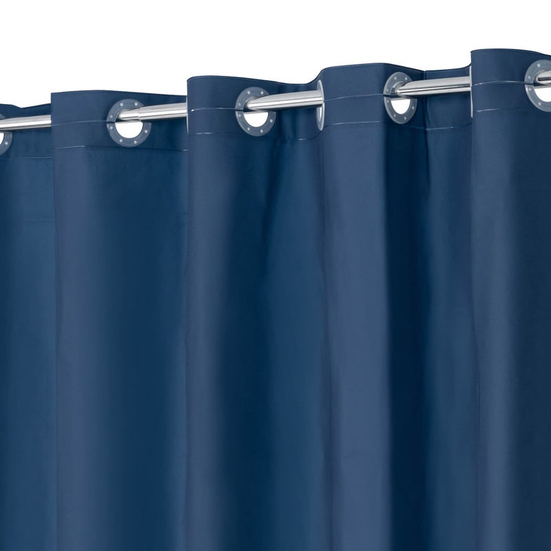 ABLUEN No Hook PEVA Shower Curtain or Liner - 8G Heavy Duty Blue Bathroom Shower Curtain No Hooks Required, Waterproof Plastic & PVC Free, Standard Size 71 x 74, Navy Blue - Image 1