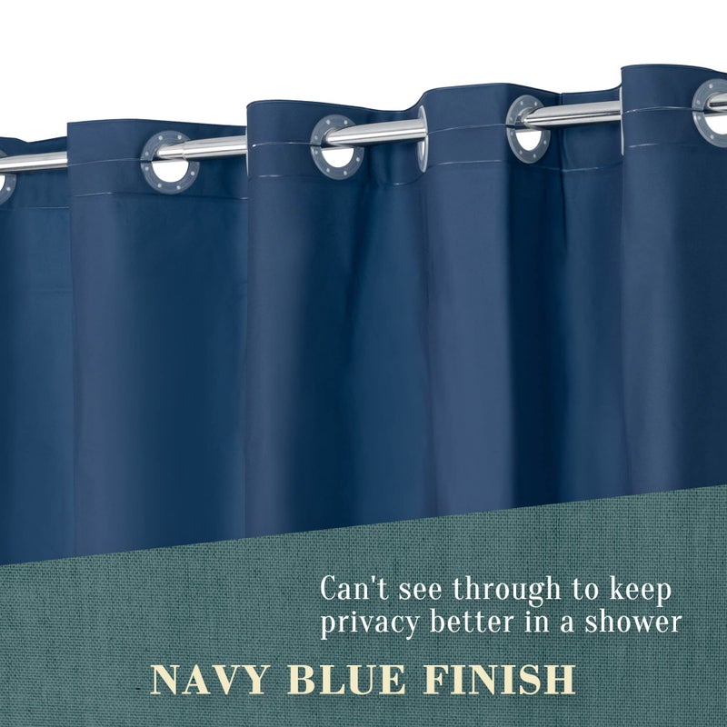 ABLUEN No Hook PEVA Shower Curtain or Liner - 8G Heavy Duty Blue Bathroom Shower Curtain No Hooks Required, Waterproof Plastic & PVC Free, Standard Size 71 x 74, Navy Blue - Image 4