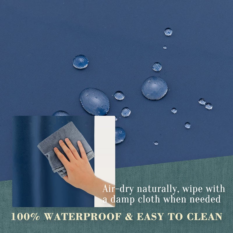 ABLUEN No Hook PEVA Shower Curtain or Liner - 8G Heavy Duty Blue Bathroom Shower Curtain No Hooks Required, Waterproof Plastic & PVC Free, Standard Size 71 x 74, Navy Blue - Image 5