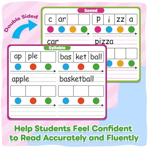 PraxiKidy 12 Pack Phonemic Awareness Dry Erase Card9 x 12 Sound Syllable Speech Therapy Phonics FlashcardPreschool Kindergarten Classroom Teacher Homeschool Supplies Science Reading Manipulative - Image 5