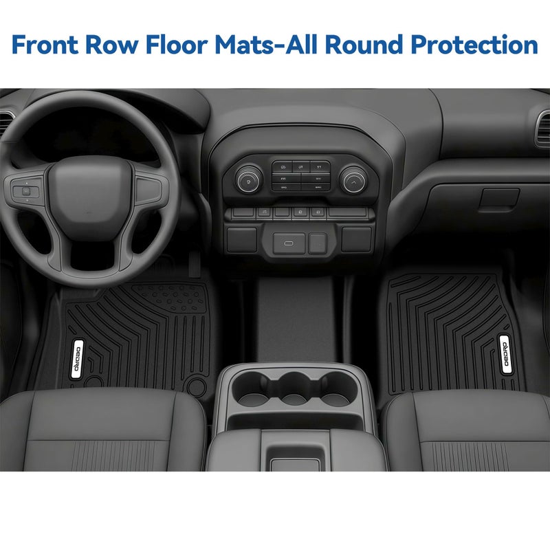 OEDRO Floor Mats Fit for 2019-2026 Chevy Silverado/GMC Sierra Denali 1500 & 2020-2026 Silverado/Sierra 2500HD/3500HD Crew Cab Without Rear Underseat Storage Box, TPE All-Weather Car Mats, Black - Image 3