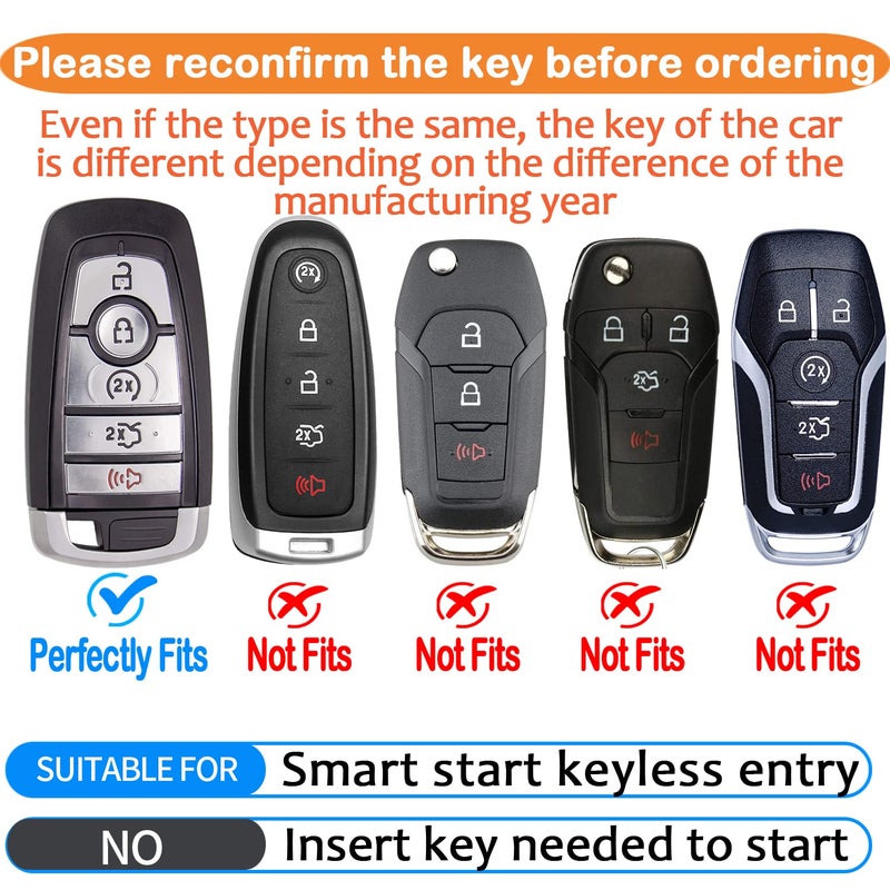 Sindeda for Ford Key Fob Cover with Keychain Soft Full Protection Key Shell Key Case Compatible with Mustang Fusion Raptor F150 Explorer Expedition Lincoln Aviator Corsair (Red, 5 Buttons) - Image 2