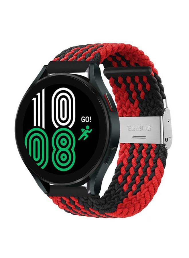 NIBEMINENT Adjustable Braided Solo Loop Band For Samsung Galaxy Watch4 40/44mm Black/Red - Image 2