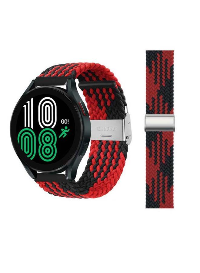 NIBEMINENT Adjustable Braided Solo Loop Band For Samsung Galaxy Watch4 40/44mm Black/Red - Image 1