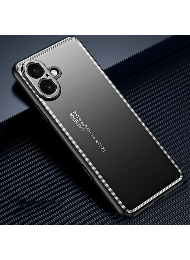 جراب معدني غير لامع لهاتف iPhone 16 Plus (أسود)