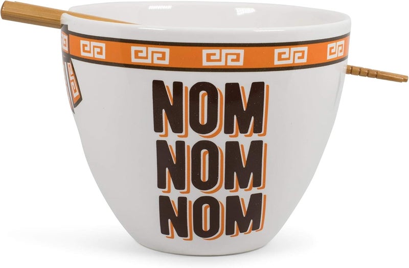 Toynk طقم وعاء رامين سيراميك توينك هانغري بودا نوم نوم نوم مع عيدان تناول الطعام سعة 16 أونصة - Image 3