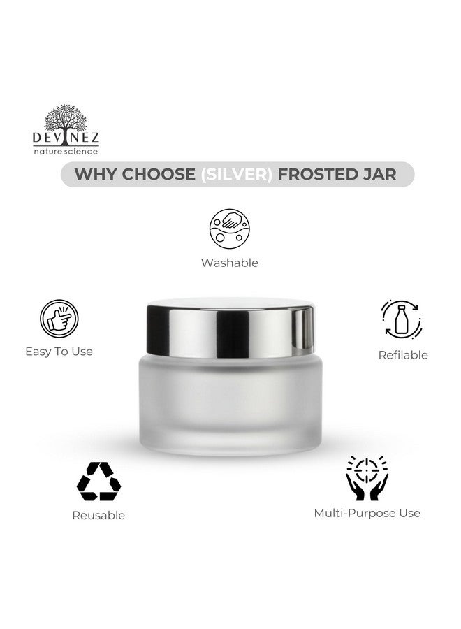Devinez Multipurpose (Pack of 6) Round Frost Glass Cosmetic Jars,50gm with Inner Liners and Silver Lids, Travel Jars, Refillable for Makeup, Cream, Lotion, Sugar Scrubs, Eye Shadow Paint, Jewelry - Image 5