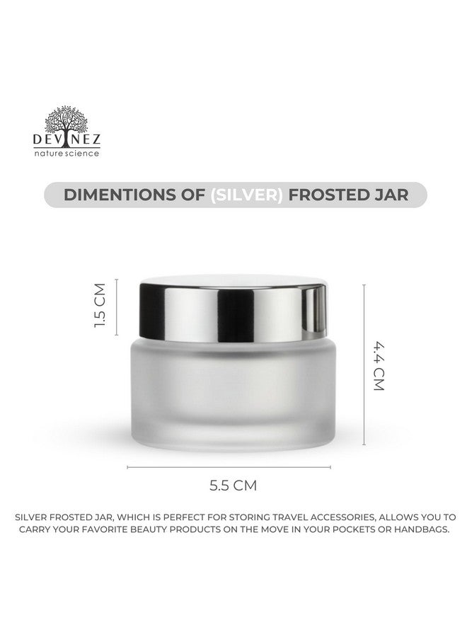 Devinez Multipurpose (Pack of 6) Round Frost Glass Cosmetic Jars,50gm with Inner Liners and Silver Lids, Travel Jars, Refillable for Makeup, Cream, Lotion, Sugar Scrubs, Eye Shadow Paint, Jewelry - Image 3