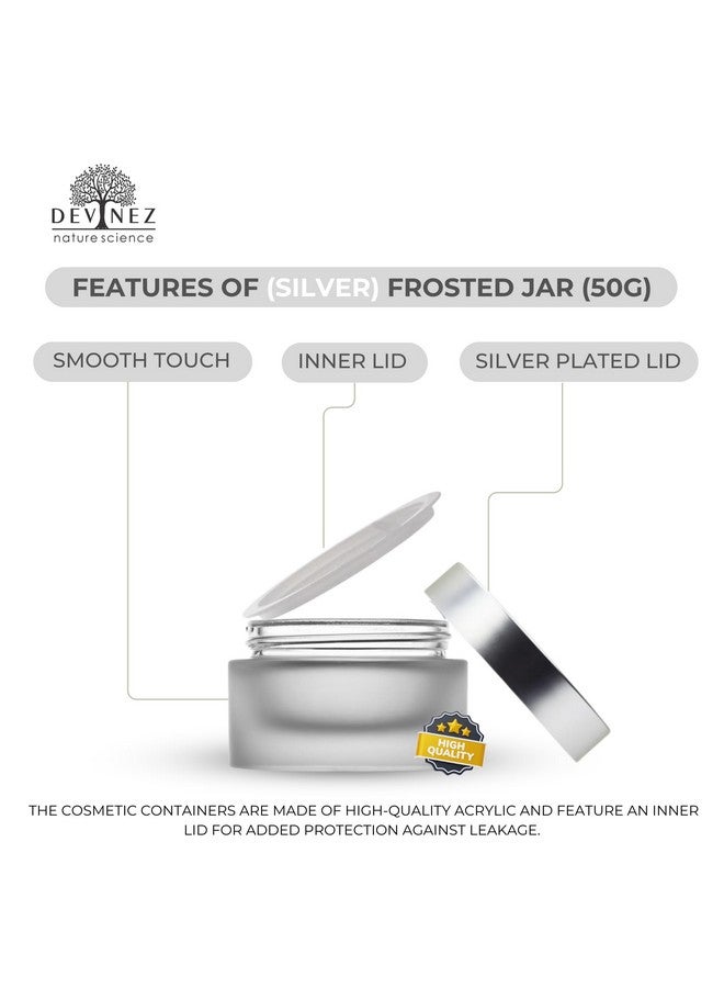 Devinez Multipurpose (Pack of 6) Round Frost Glass Cosmetic Jars,50gm with Inner Liners and Silver Lids, Travel Jars, Refillable for Makeup, Cream, Lotion, Sugar Scrubs, Eye Shadow Paint, Jewelry - Image 4