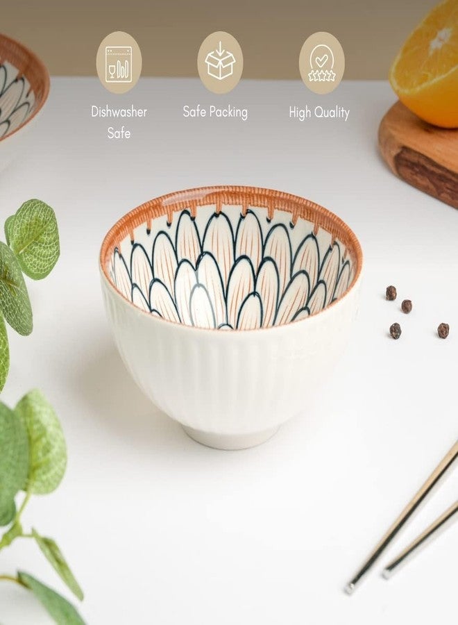 KitchEase 1 Piece Ceramic Dinner/Dessert Bowls for Snacks, Rice, Dal, Fruits, Salad | Microwave & Dishwasher Safe | Elegant Serving Bowls, Perfect for Gifting (300 ML, Petal) - Image 3