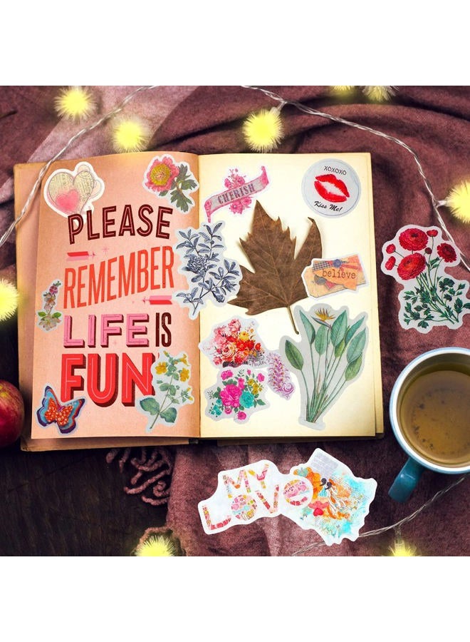 Outus 160 Pieces Vintage Scrapbook Stickers Flower Plant Waterproof Stickers Laptop Retro Butterfly Mushroom Decals Antique Natural Decorative for Scrapbooking Journal Planner Card Making (Plant Style) - Image 5
