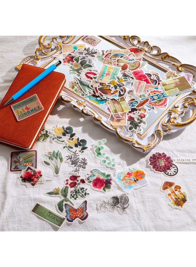 Outus 160 Pieces Vintage Scrapbook Stickers Flower Plant Waterproof Stickers Laptop Retro Butterfly Mushroom Decals Antique Natural Decorative for Scrapbooking Journal Planner Card Making (Plant Style) - Image 4