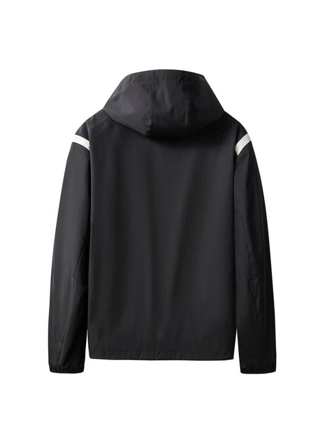 Dancing Wolves [outdoor Style] Hooded Versatile Jacket, Crisp Sports Casual Men's Coat, 001 Black, XL (180cm) - Image 1