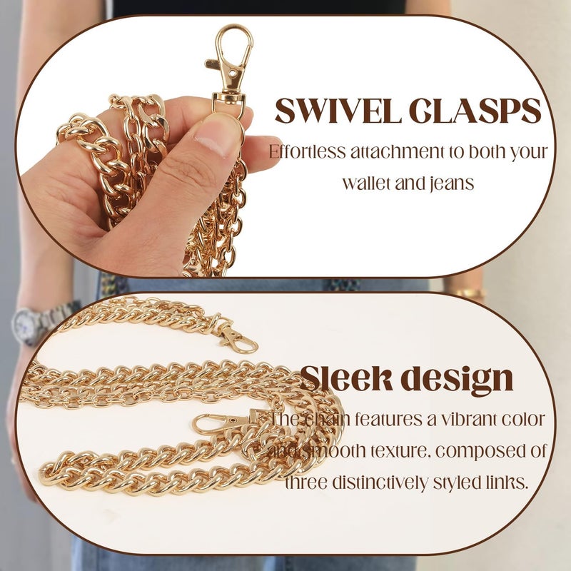 Lainrrew Trousers Chain, Pants Chain Belt Chain Wallet Chain Pocket Chain Hip Hop Punk Jeans Chain Key Chain Goth Accessories for Eboy Egirl Women Men(Champagne Gold) - Image 3