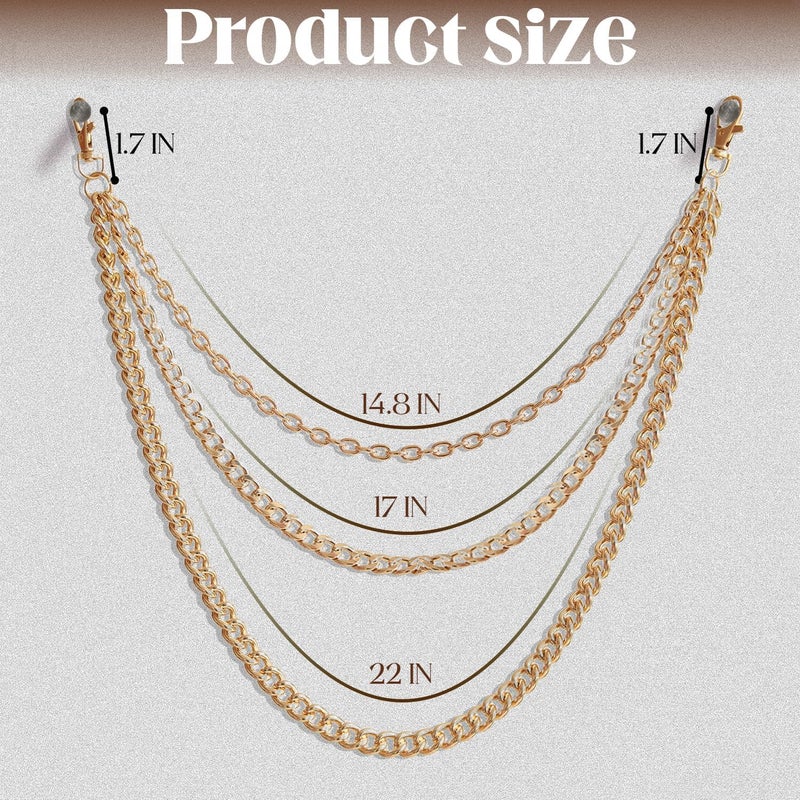 Lainrrew Trousers Chain, Pants Chain Belt Chain Wallet Chain Pocket Chain Hip Hop Punk Jeans Chain Key Chain Goth Accessories for Eboy Egirl Women Men(Champagne Gold) - Image 2