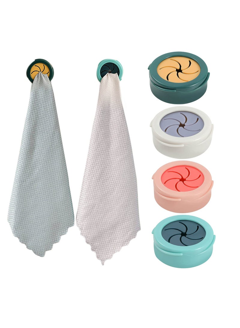 SYOSI Towel Holder, 8 Pcs Sucker Wall Rack, Wall Mount Hook, Towel Stopper Dish Cloth Hook, Perforated Rag Stopper, Washing Cloth Rag Hook, Free Punch Storage Hanger, for Kitchen Bathroom - Image 1