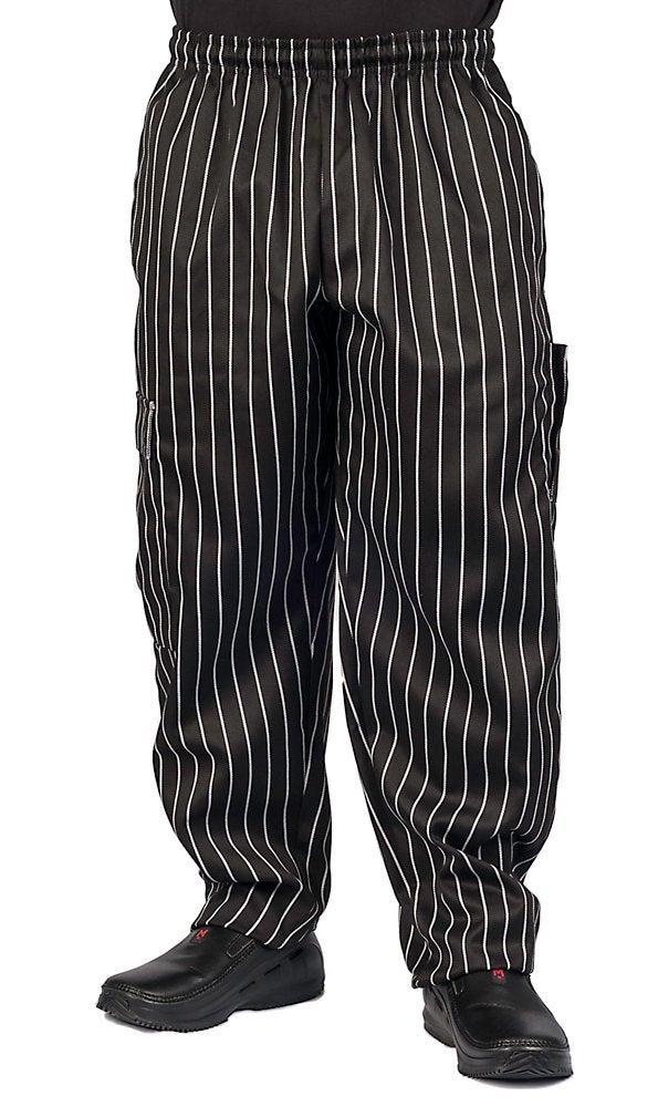 KNG Chalk Stripe Baggy Cargo Chef Pants for Men and Women – Drawstring Waist XS - Image 5