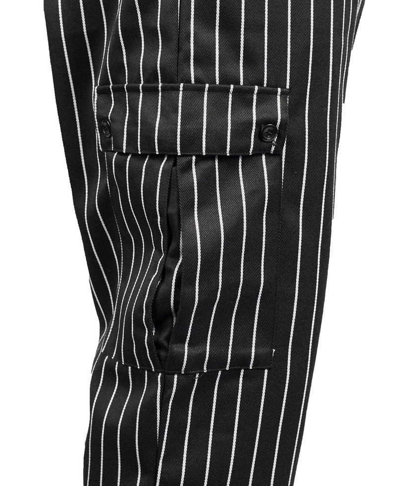 KNG Chalk Stripe Baggy Cargo Chef Pants for Men and Women – Drawstring Waist XS - Image 3