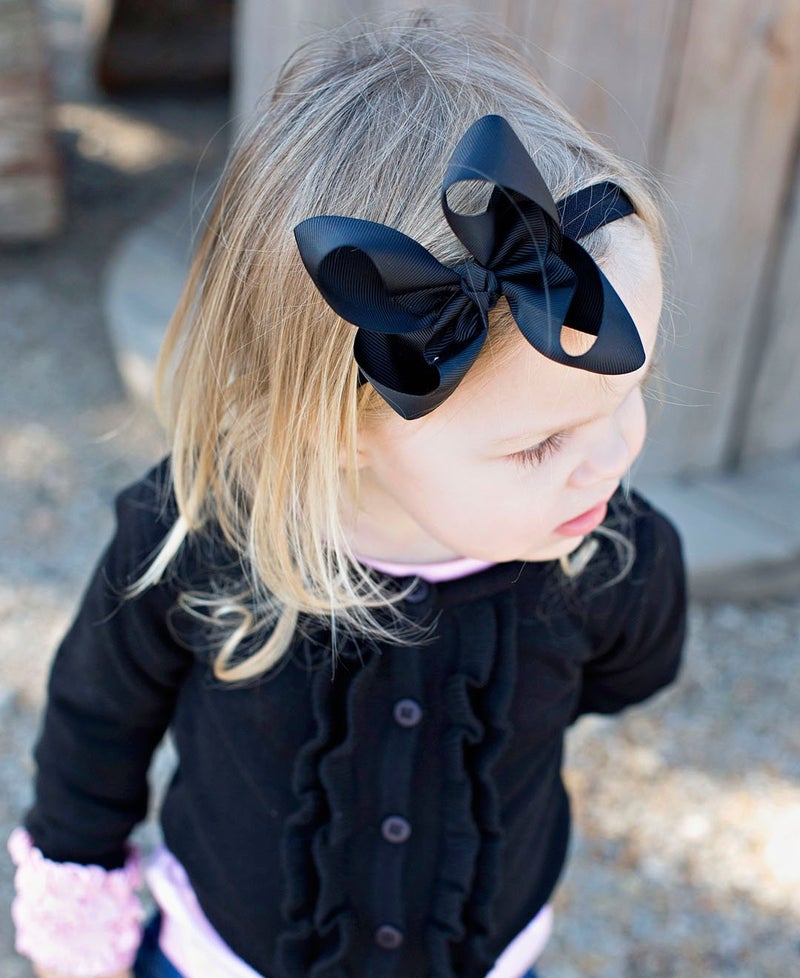 RuffleButts Girls Black Bow Headband - One Size - Image 2