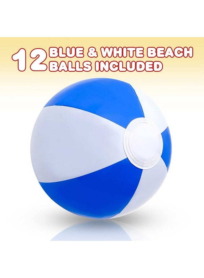 ArtCreativity 16 Inch Blue & White Beach Balls for Kids, Pack of 12, Inflatable Summer Toys for Boys and Girls, Decorations for Hawaiian, Beach, and Pool Party, Beach Ball Party Favors - Image 2