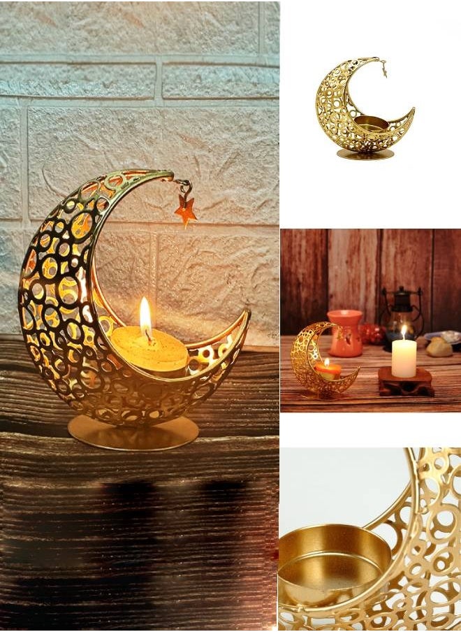 ARNOTEC Moon Shaped Candle Holder  Metal Candlestick for Party Home Living Room Gold Without Star Home & Garden  Home Decor  Candle Holders & Accessories  1 Candle holder  - Image 2