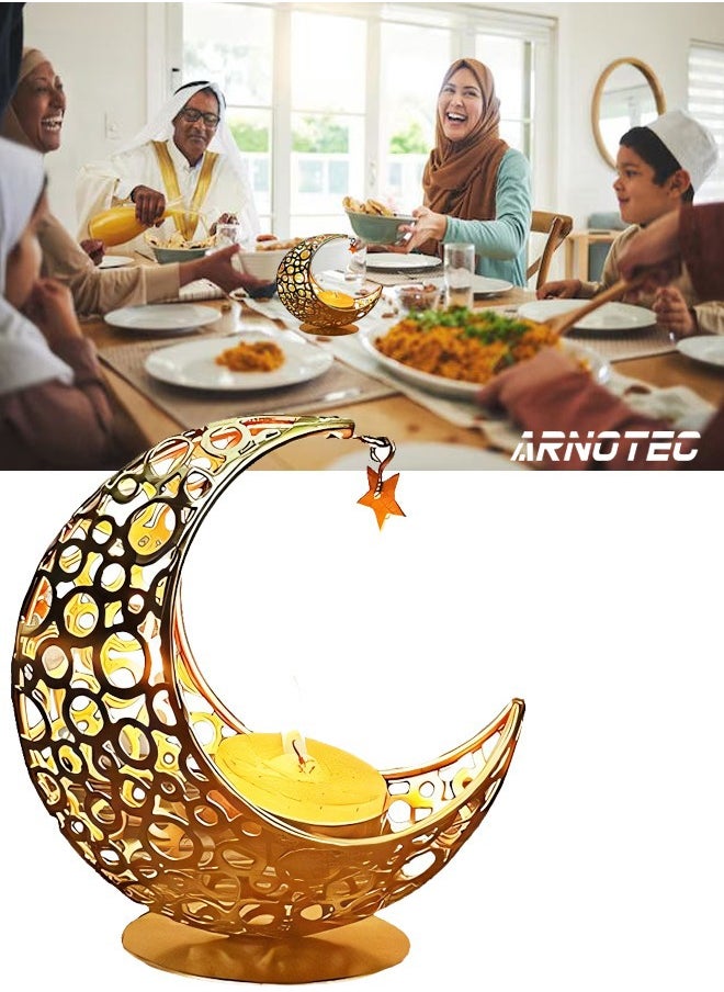 ARNOTEC Moon Shaped Candle Holder  Metal Candlestick for Party Home Living Room Gold Without Star Home & Garden  Home Decor  Candle Holders & Accessories  1 Candle holder  - Image 1