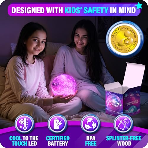 Mind-Glowing Galaxy Moon Lamp with Multi Colors, Touch/Remote, Wood Stand - Teen Girl Room Decor, Trendy Stuff - Christmas Gift for Any Year Old Teenage Girl - Cool Night Light for Kids (5.9 inch) - Image 5
