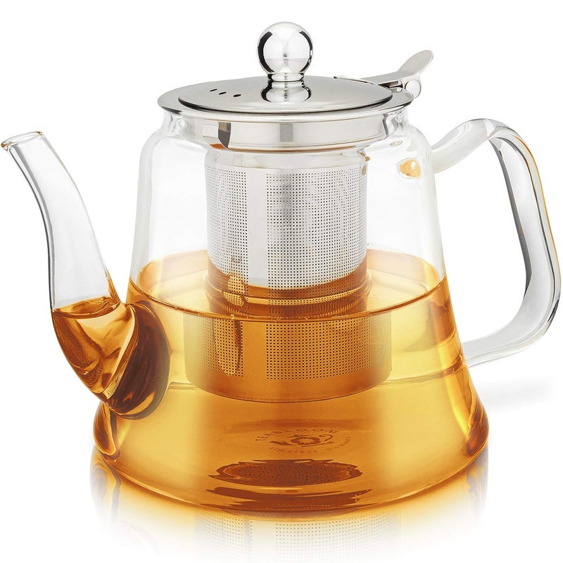 Teabloom Siena Borosilicate Glass Teapot â€“ Stain-Free, Heatproof Tea Maker With Removable Loose Tea Infuser â€“ 40 oz (4-5 Cups) - Image 1