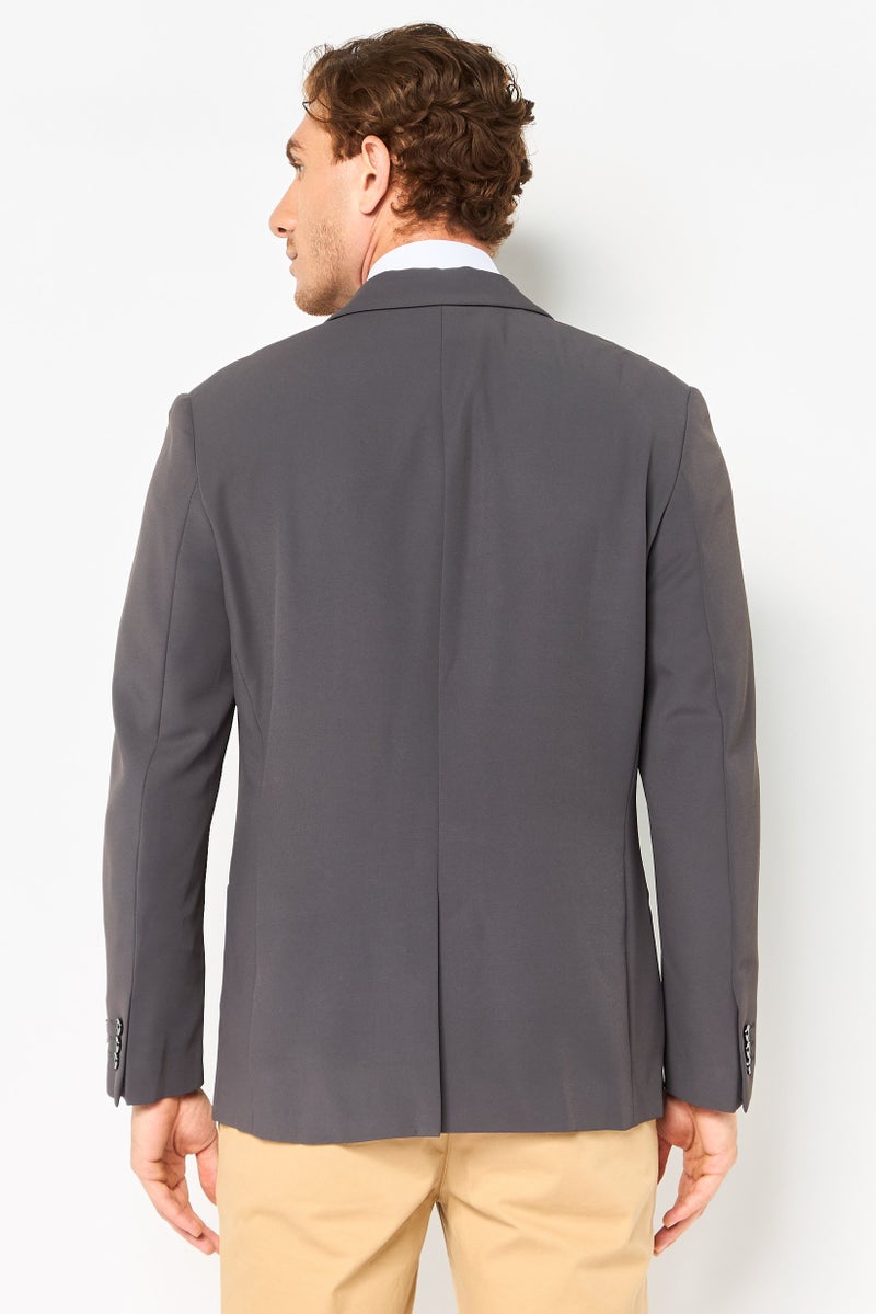 SELECTED Men Regular Fit Plain Casual Blazer, Dark Grey - Image 2