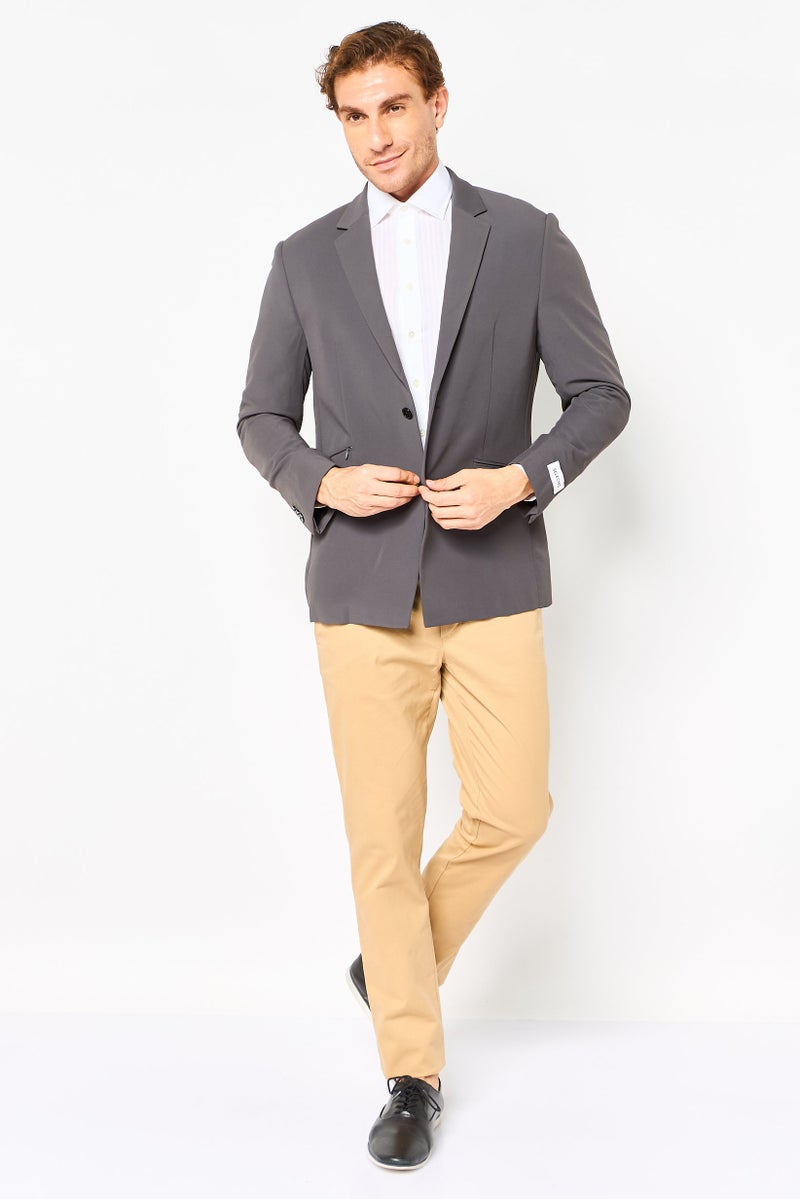 SELECTED Men Regular Fit Plain Casual Blazer, Dark Grey - Image 4