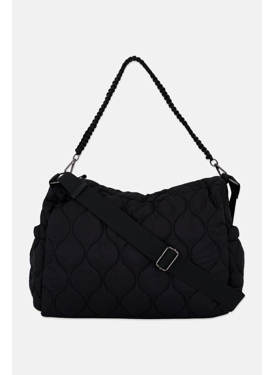 Danskin Women Quilted Shoulder Bag 26 H x 36 L x 12 W Cm, Black  - Image 2