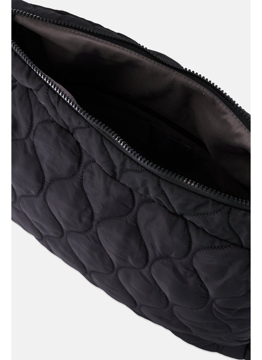 Danskin Women Quilted Shoulder Bag 26 H x 36 L x 12 W Cm, Black  - Image 3