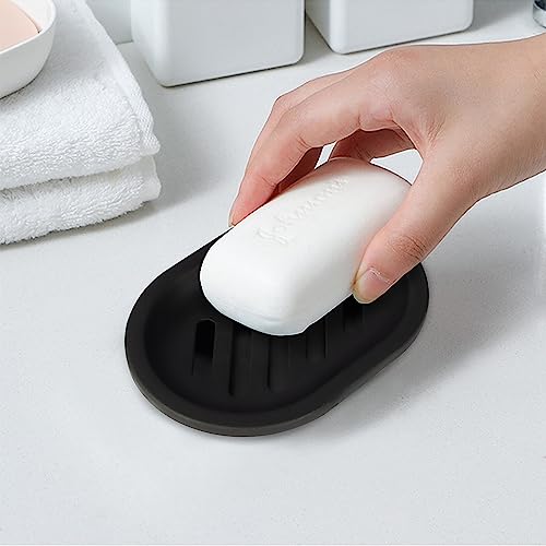 Topsky Soap Dish for Shower 4pcs Dishes with Drip Tray Bar Holder with Drain for Kitchen Sink Keeps Soap Dry Black - Image 3