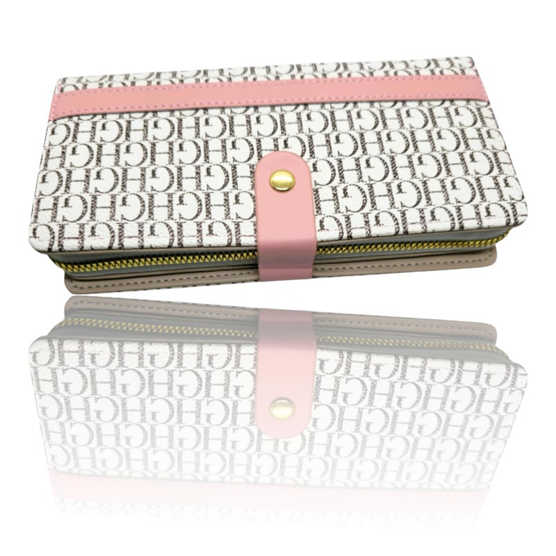 A luxurious multifunctional fold Wallet for Women 1 Zipper Large Capacity carry many cards, Hand New Korean design Phone Wallet card holder, handbag premium quality (Pink 25) - Image 1