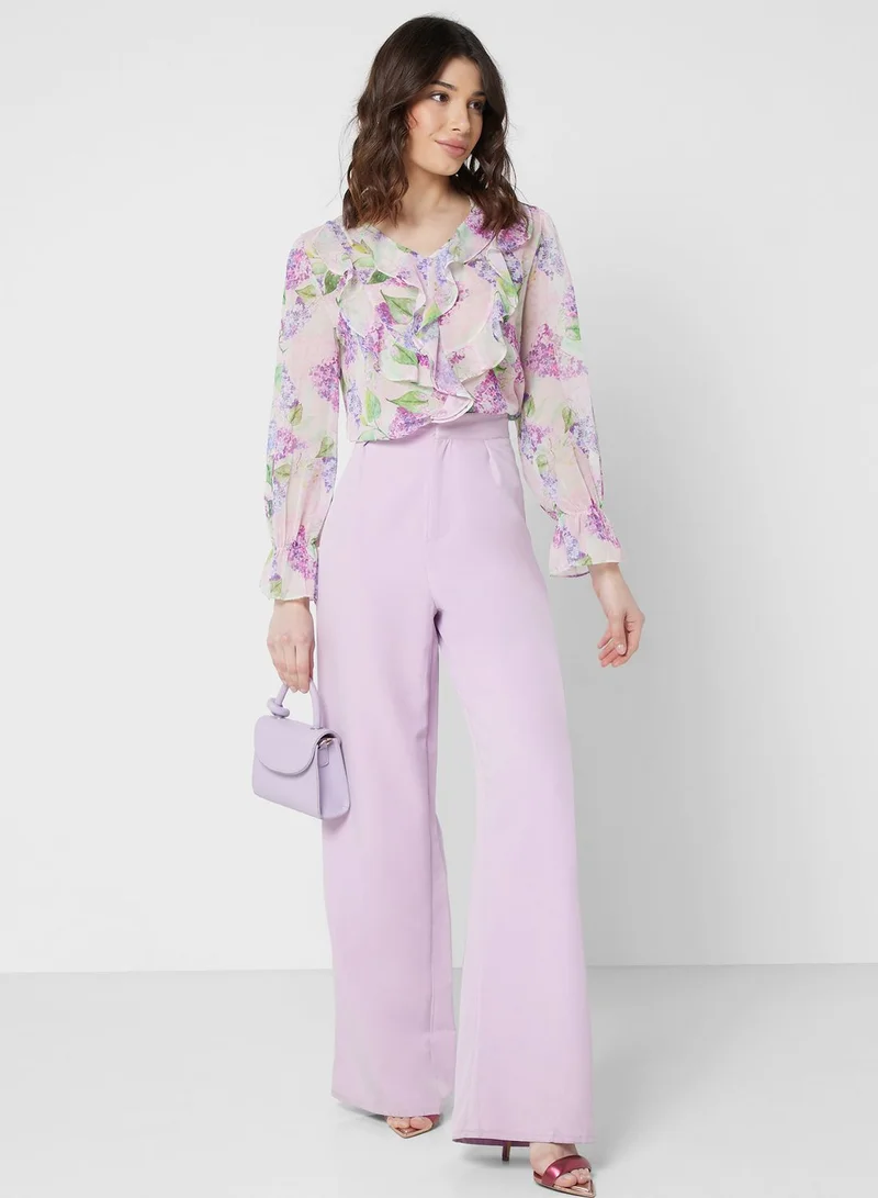 ELLA Ruffle Detail Printed Top