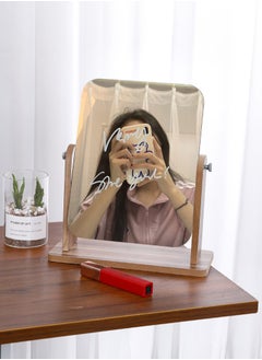 GOLDEN MILLION 360 Degree Swivel High-Definition Wooden Desk Make Up Mirror 1pc  - Image 2