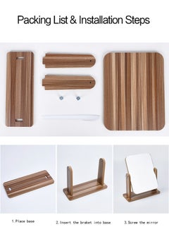 GOLDEN MILLION 360 Degree Swivel High-Definition Wooden Desk Make Up Mirror 1pc  - Image 5