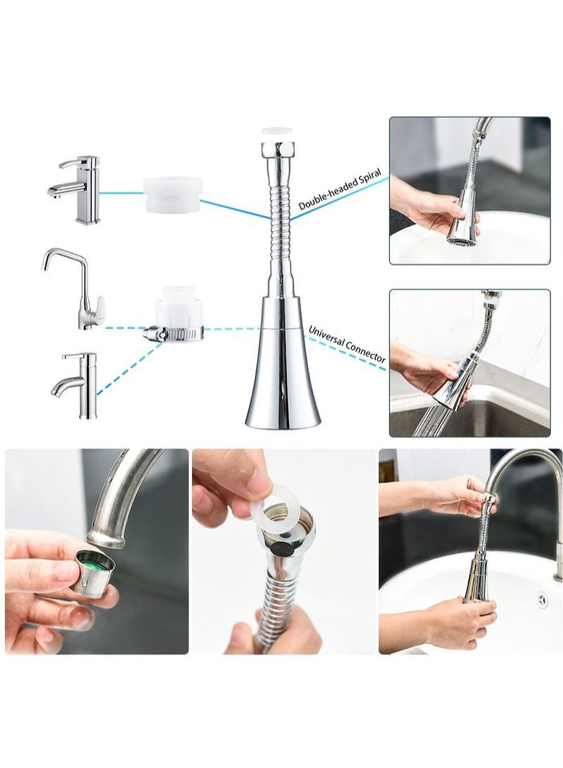 NIBEMINENT 360 Degree Swivel Sink Faucet Aerator Silver - Image 3