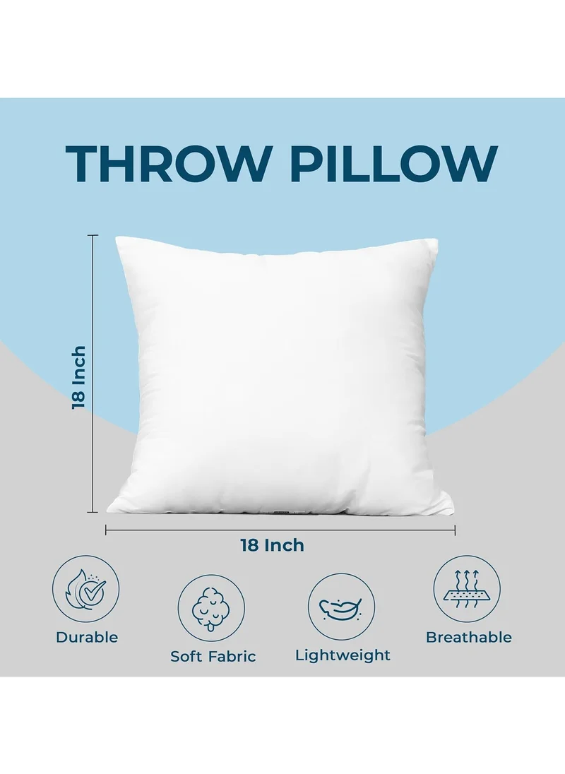 Donetella Cushion Insert 4-Piece 45x45 cm – Soft Brushed Microfiber Throw Pillow Insert, Fluffy & Supportive, Ideal for Sofa, Couch, Chair & Bed, White