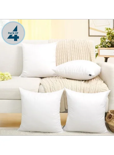 Donetella Cushion Insert 4-Piece 45x45 cm – Soft Brushed Microfiber Throw Pillow Insert, Fluffy & Supportive, Ideal for Sofa, Couch, Chair & Bed, White